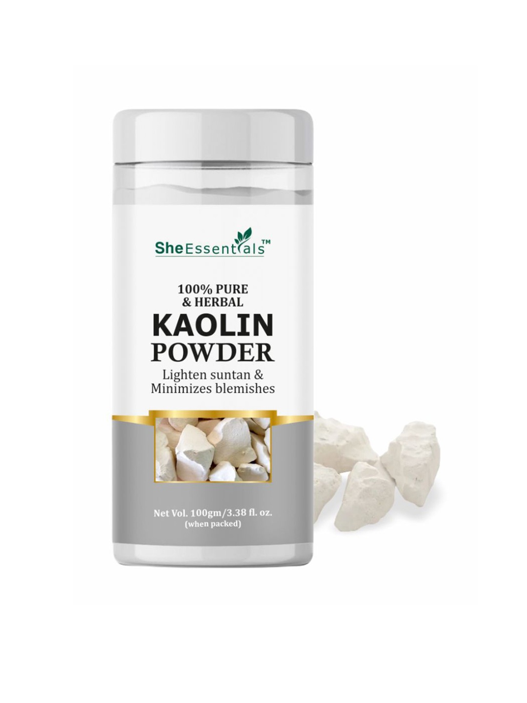 

She Essentials 100% Pure & Herbal Kaolin Clay Powder - 100g, White