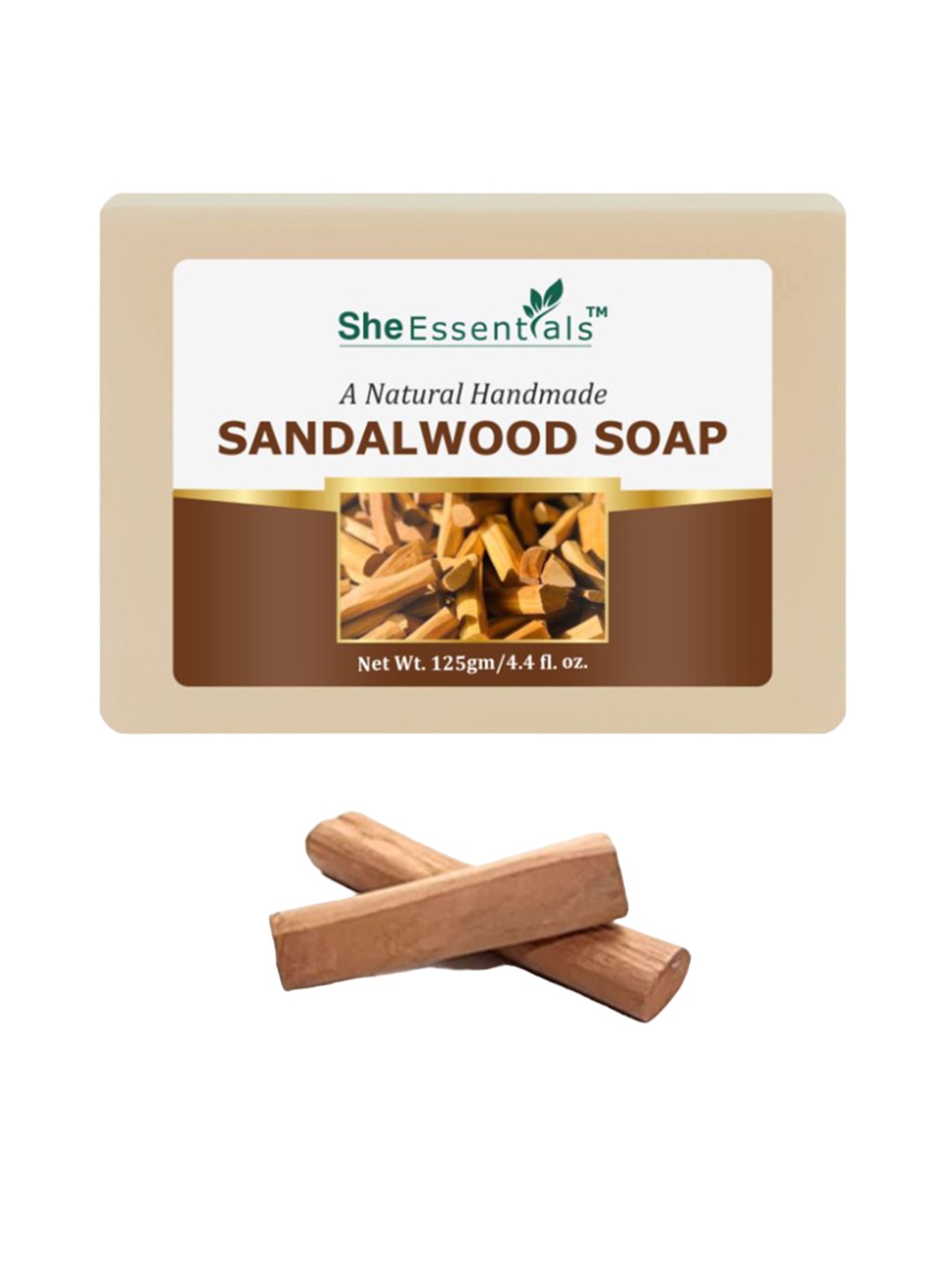 

She Essentials Natural Handmade Sandal Bath Soap-125g, Transparent