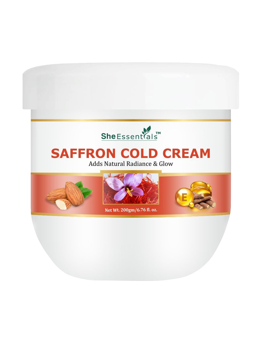 

She Essentials Saffron Cold Cream With Almond Oil - 200g, Transparent