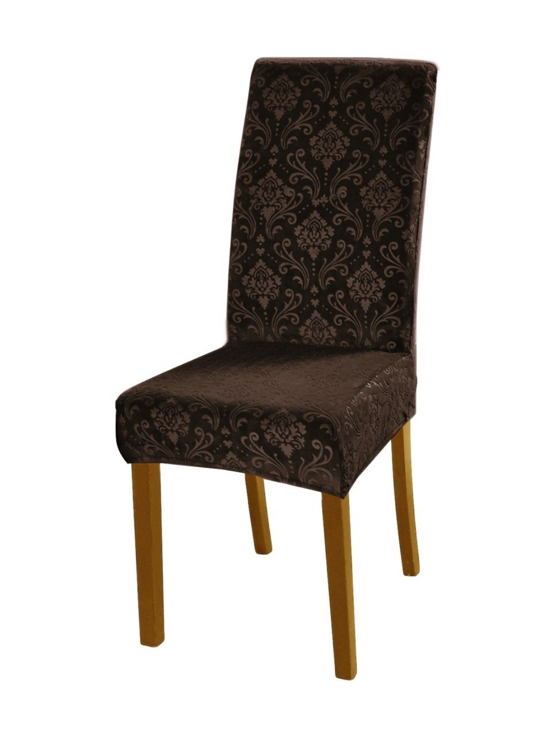 

HOKIPO Brown Embossed Velvet 200 GSM Stretchable Chair Cover