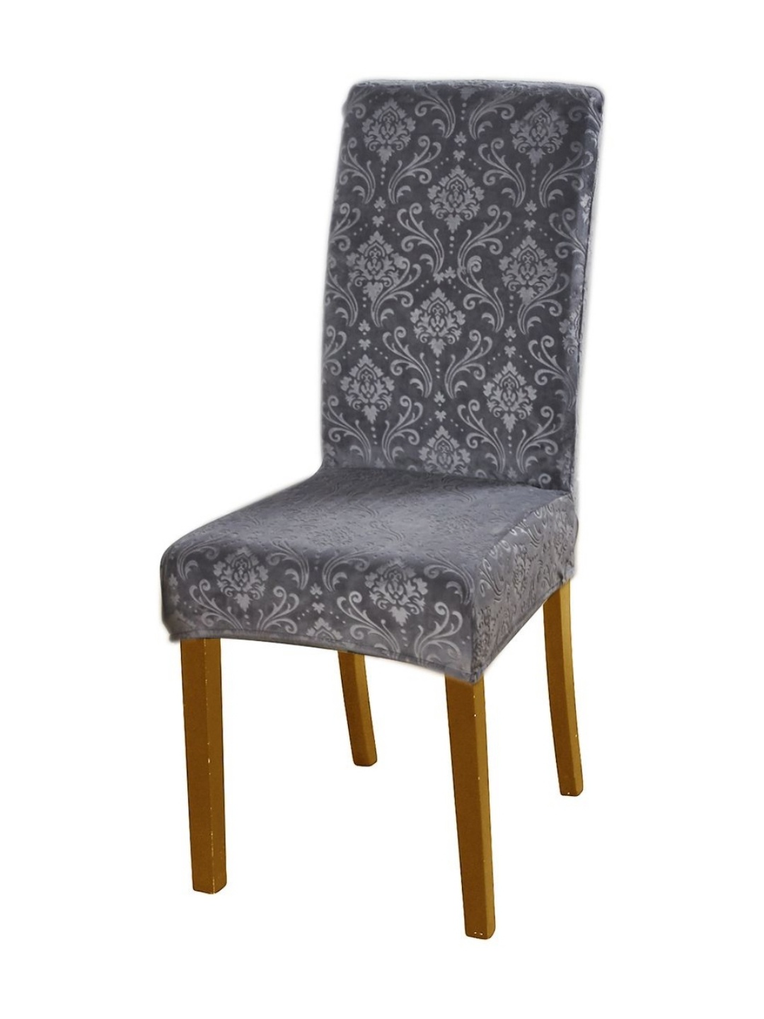 

HOKIPO Dark Grey Embossed Velvet 200 GSM Stretchable Chair Cover