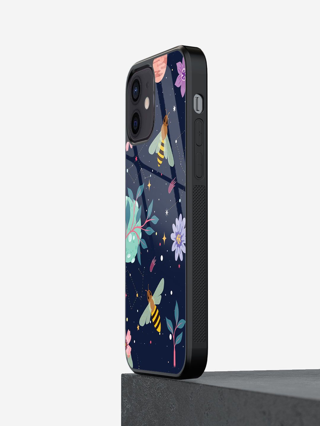 

macmerise Floral Printed iPhone 12 Mini Back Case Mobile Accessories, Black