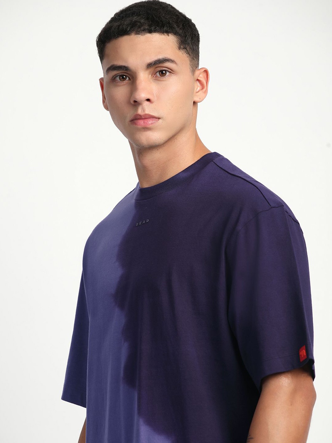 

THE BEAR HOUSE Men Ombre Oversized Cotton T-shirt, Purple