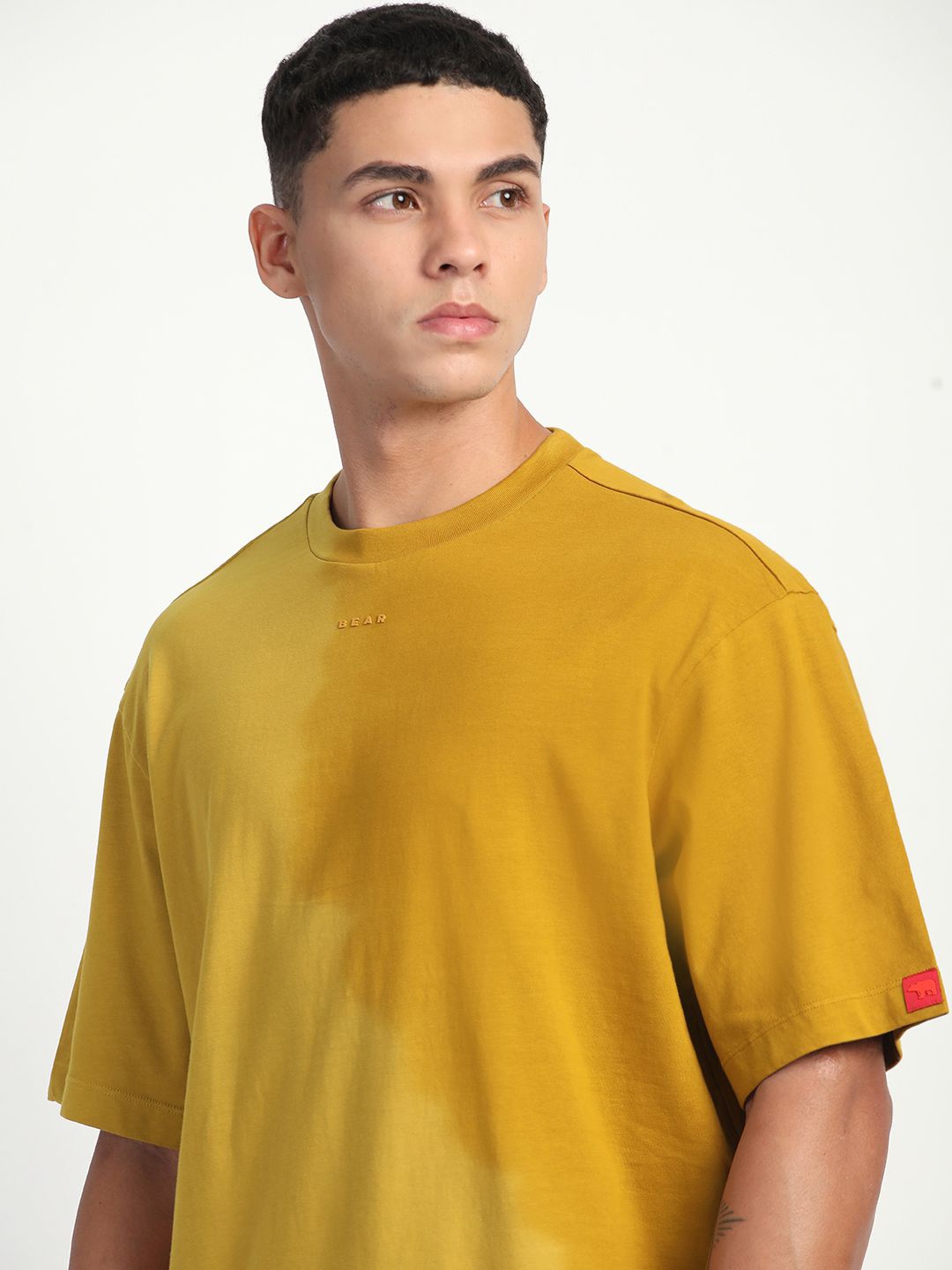 

THE BEAR HOUSE Men Ombre Oversized Cotton T-shirt, Yellow