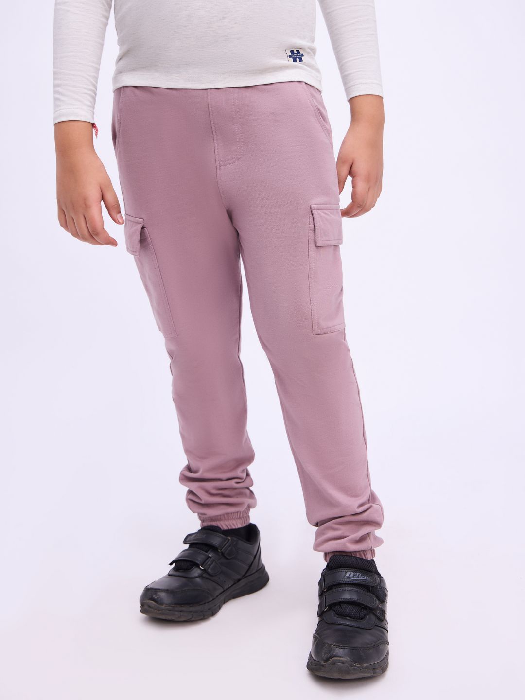 

Bombay High Boys Pure Cotton Slim Fit Mid Rise Joggers, Mauve