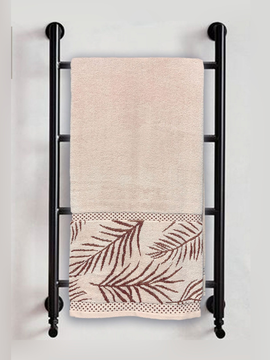 

Myntra Elegant Homes Cream & Brown Printed Pure Cotton 380 GSM Bath Towel