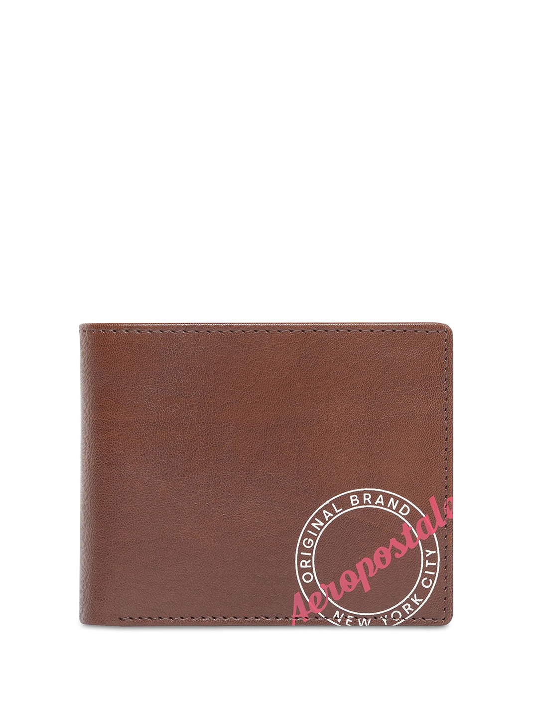 

Aeropostale Men Leather Two Fold Wallet, Brown