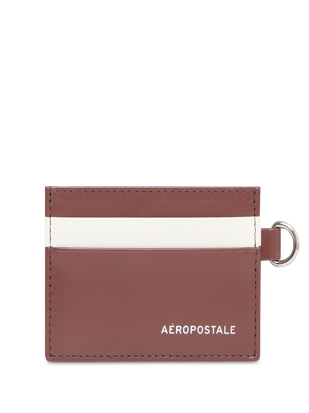 

Aeropostale Men Colourblocked Leather Card Holder, Tan