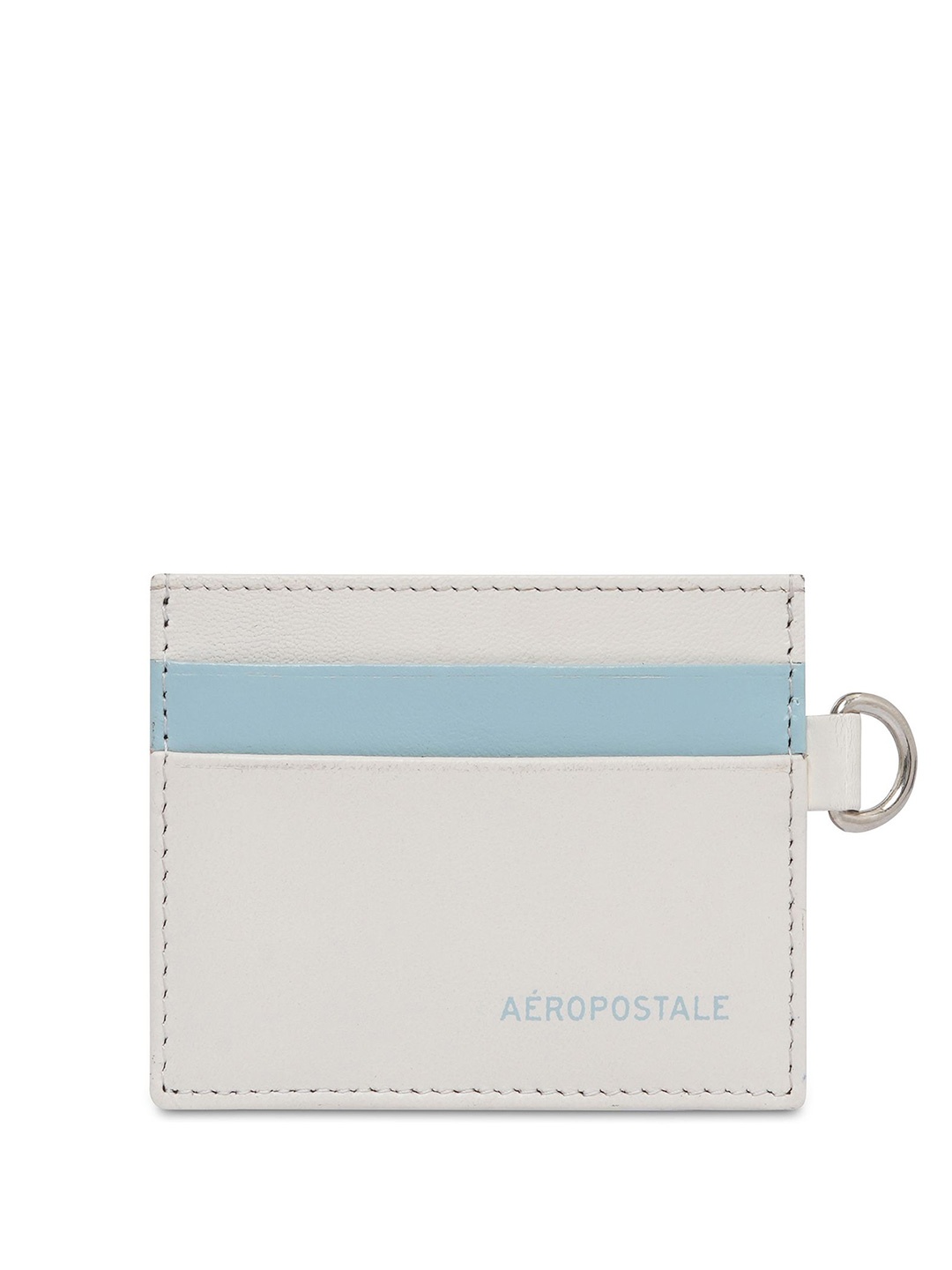 

Aeropostale Men Colourblocked Leather Card Holder, Off white