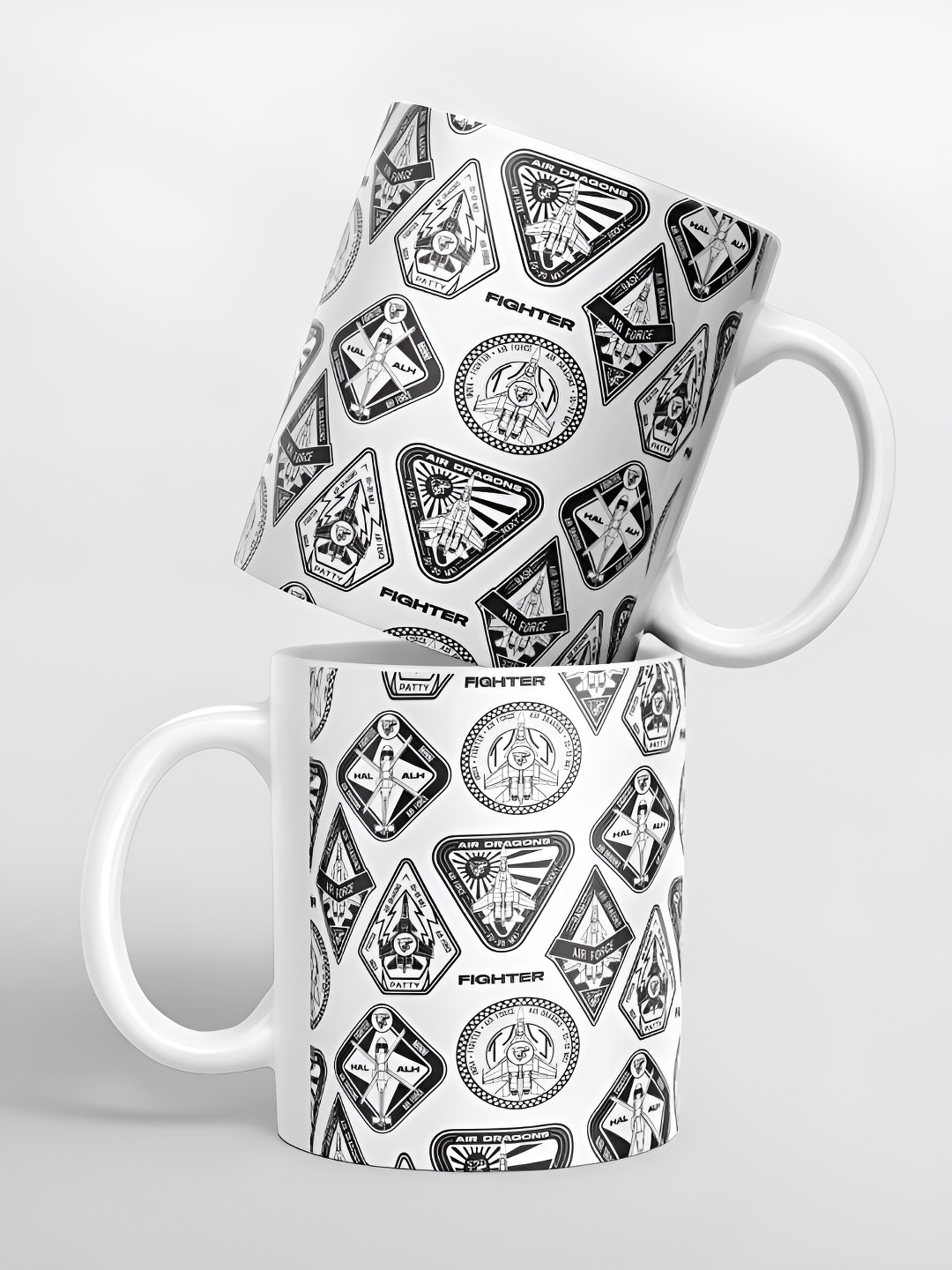 

macmerise White & Black Printed Dishwasher Safe Glossy Mugs