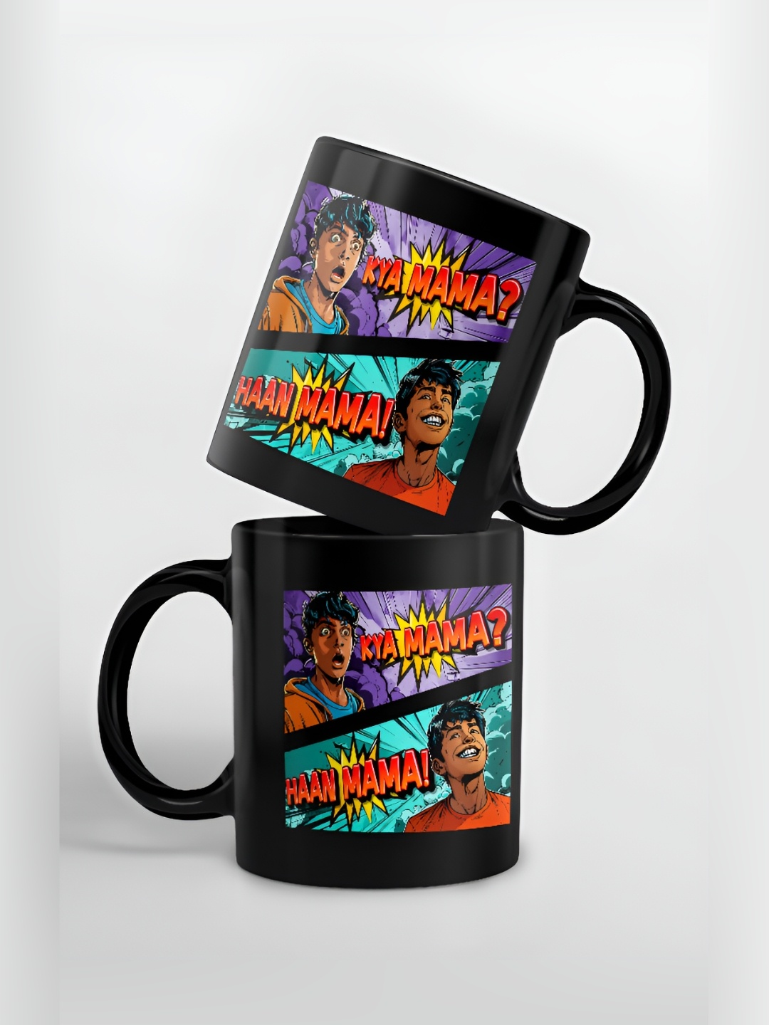 

macmerise Black & Orange Printed Ceramic Glossy Mug 325 ml