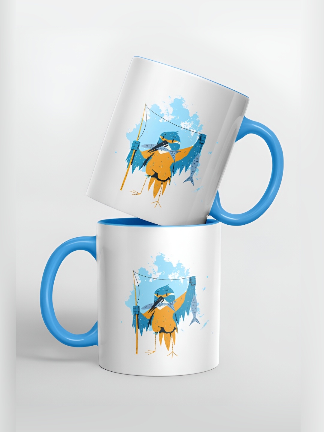 

macmerise White & Blue Graphic Printed Ceramic Glossy Mug 325 ml