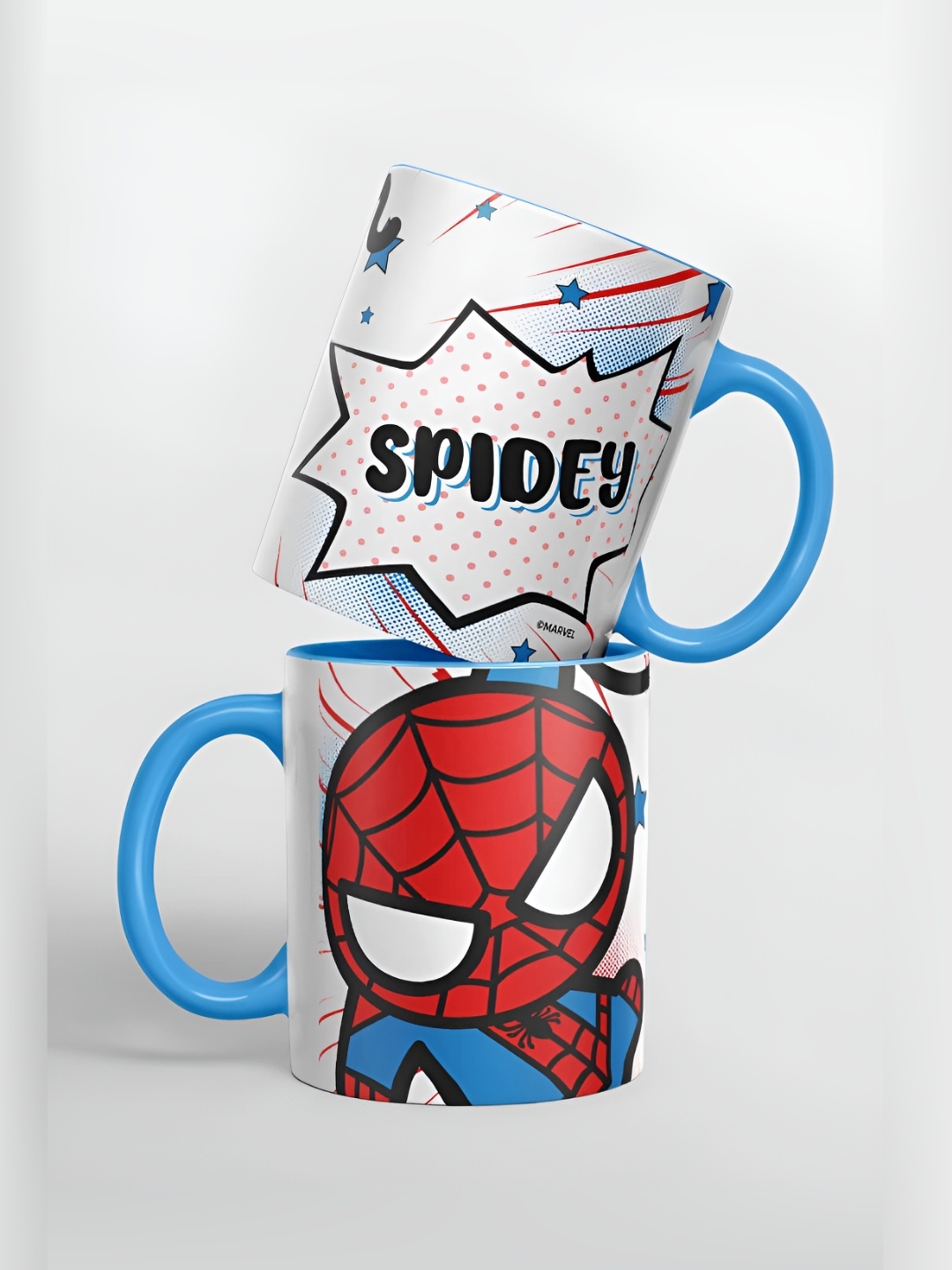 

macmerise White & Blue Printed Ceramic Glossy Mug 325ml