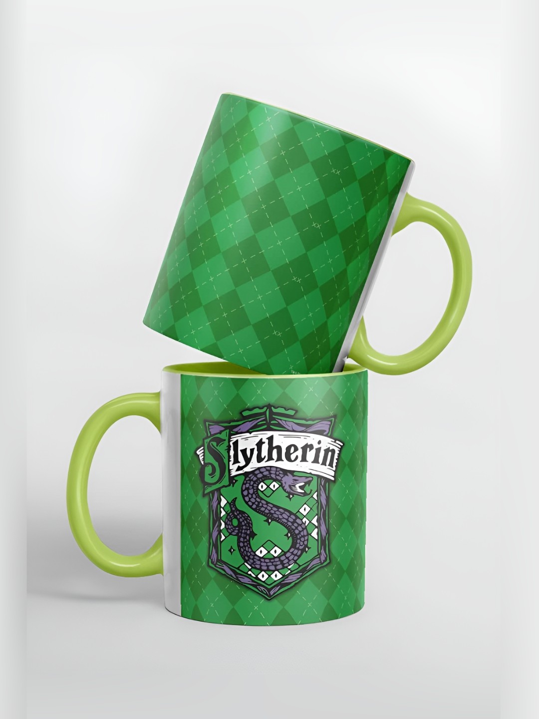 

macmerise Green & White Printed Ceramic Easy to Clean Glossy Mugs 325 ml