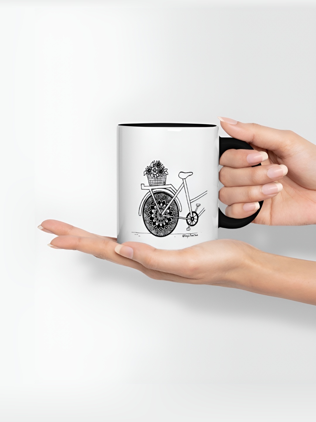 

macmerise White & Black Printed Ceramic Glossy Mug 325 ml