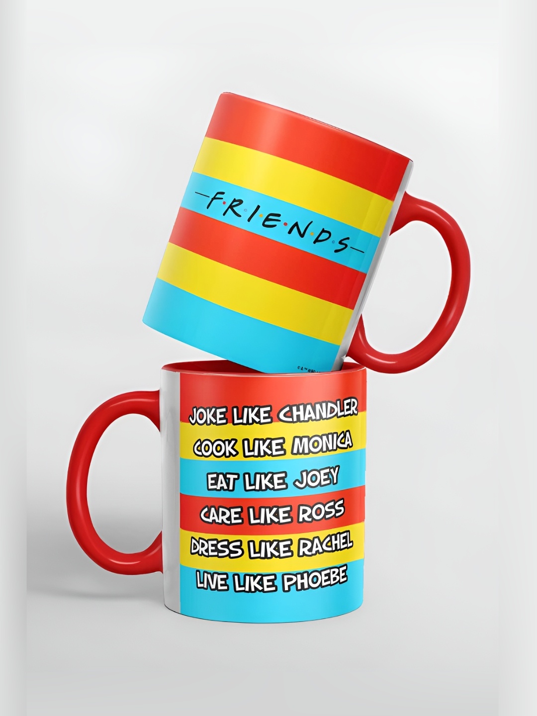 

macmerise Blue & Yellow Slogans Printed Ceramic Glossy Mug 325 ml