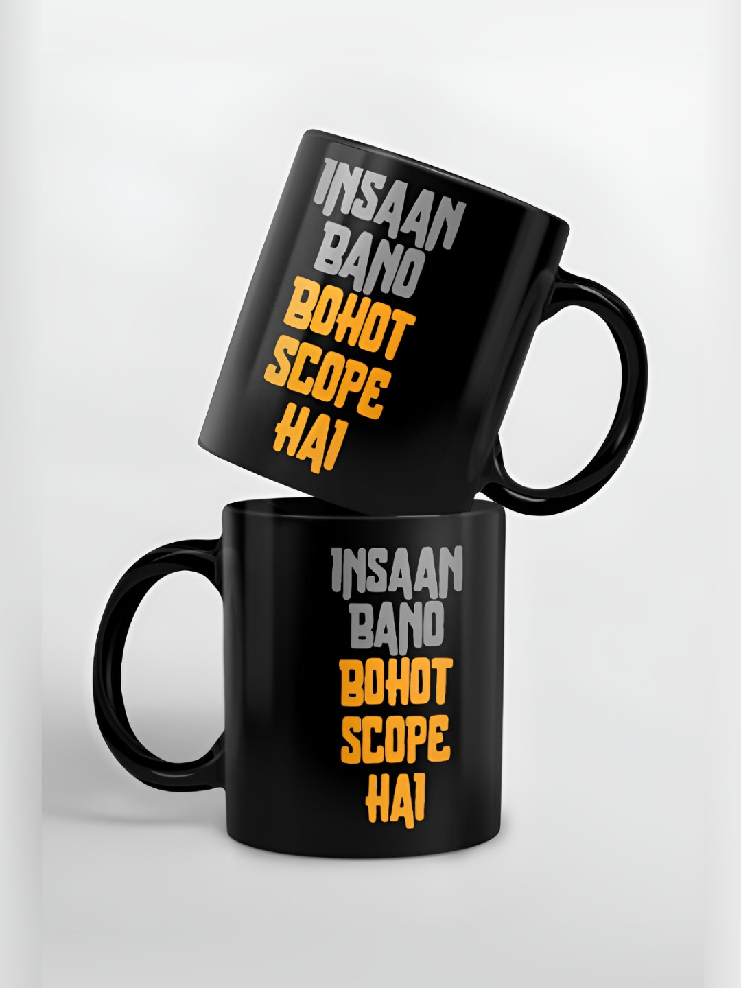 

macmerise Black & Orange Text or Slogans Printed Ceramic Glossy Mug 325ml