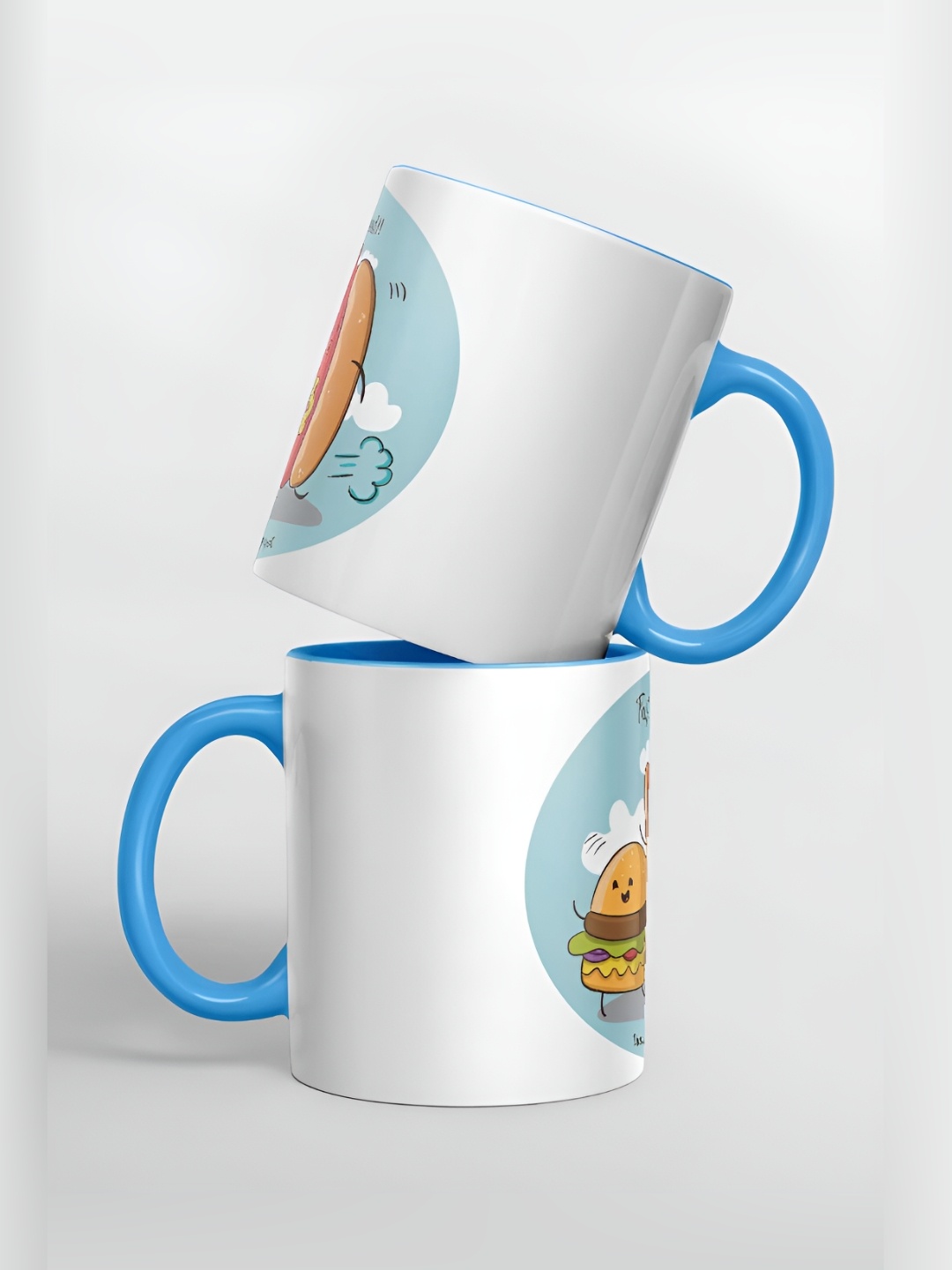 

macmerise White & Blue Printed Ceramic Glossy Mugs 325 ml