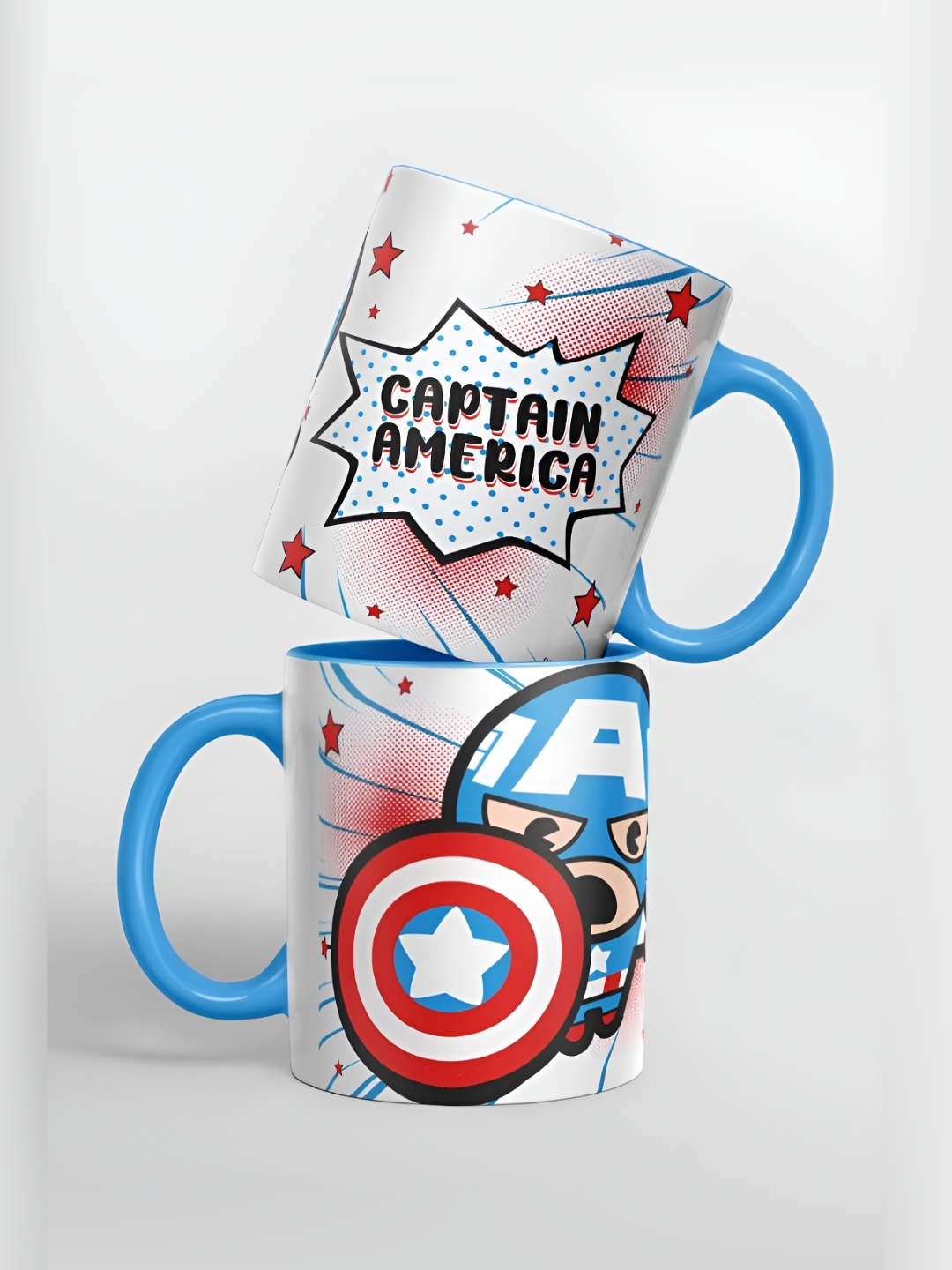 

macmerise White & Blue Printed Ceramic Glossy Mugs 325 ml