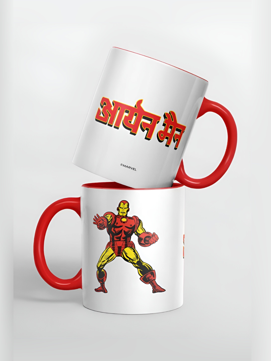 

macmerise White & Orange Printed Ceramic Glossy Mug 325ml