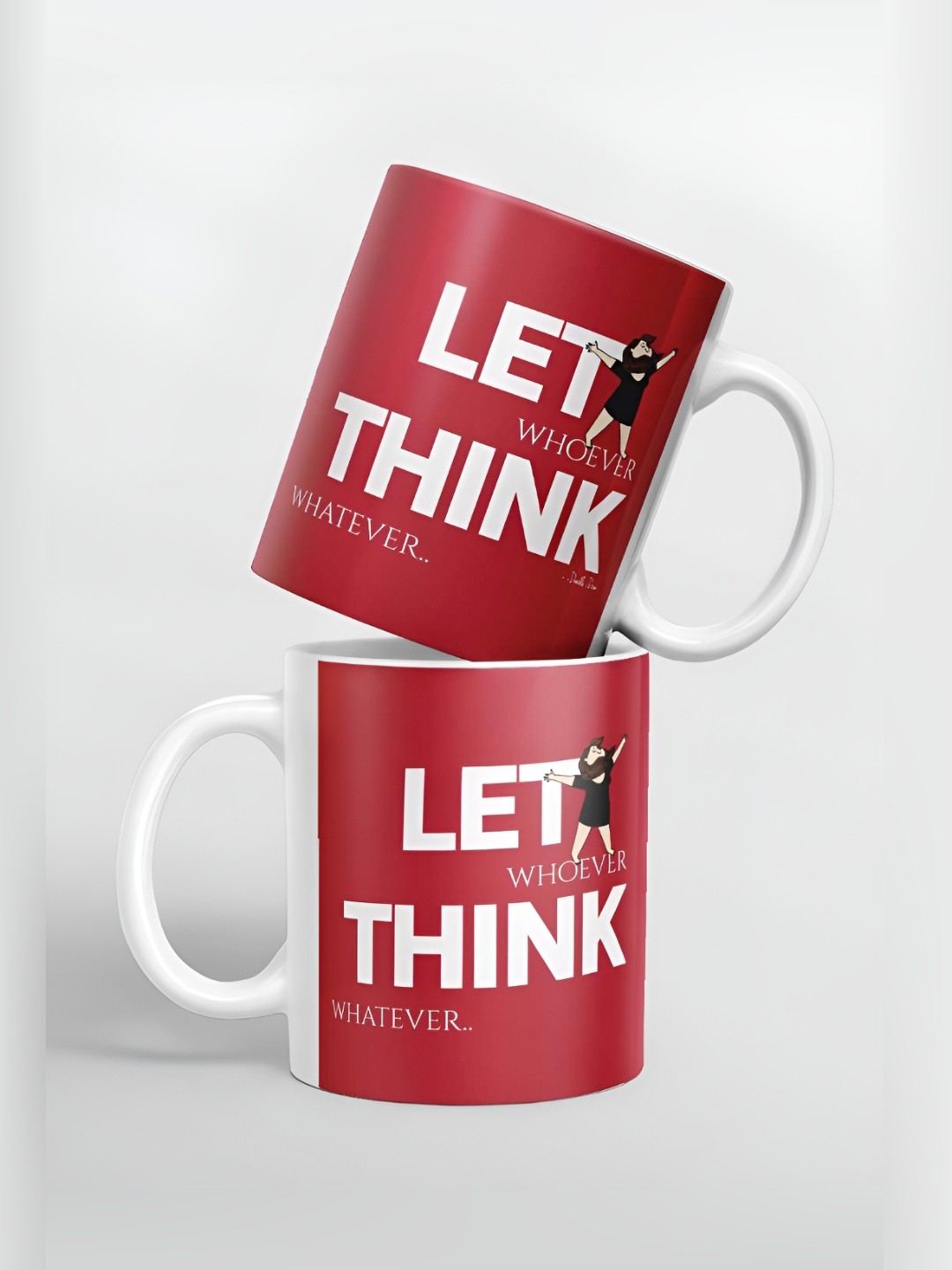 

macmerise Red & White Text Printed Ceramic Easy to Clean Glossy Mugs 325 ml