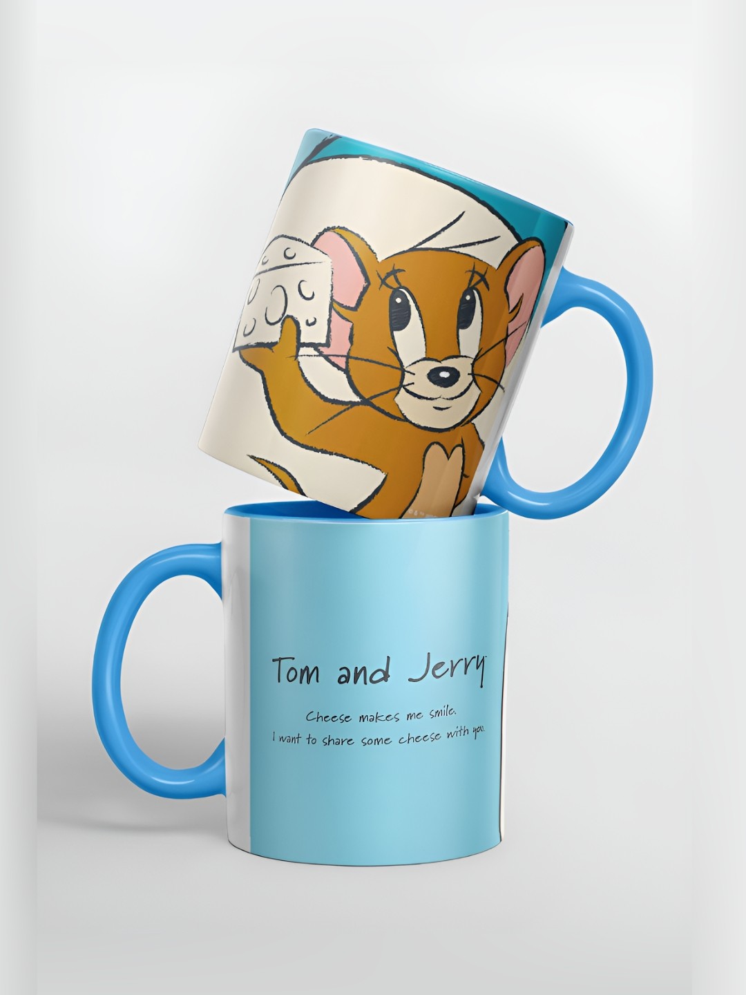 

macmerise Blue & White Cartoon Characters Printed Ceramic Glossy Mug 325 ml