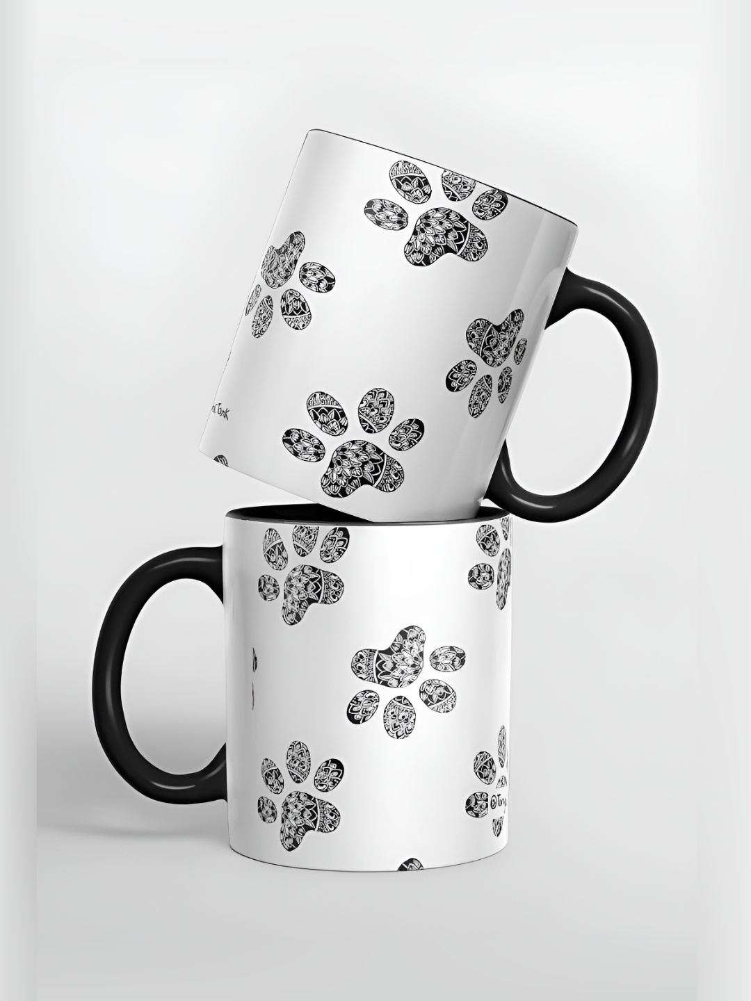 

macmerise White & Black Graphic Printed Ceramic Glossy Mug 325 ml