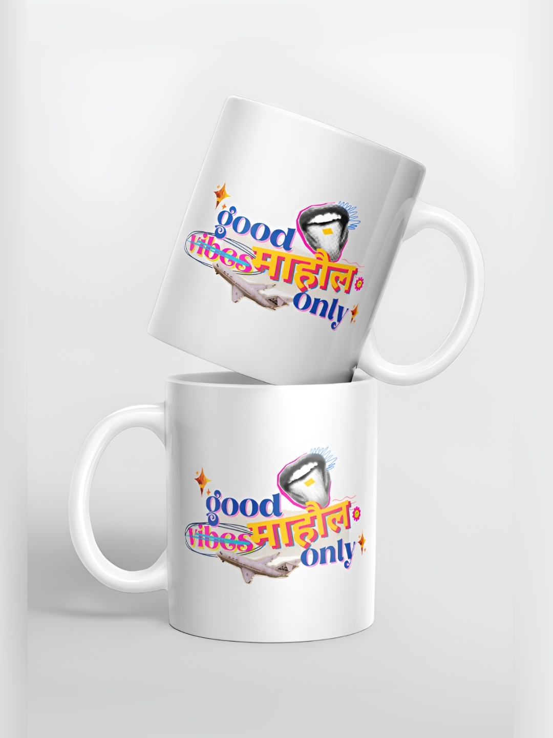 

macmerise White & Yellow Text or Slogans Printed Ceramic Glossy Mugs 325 ml