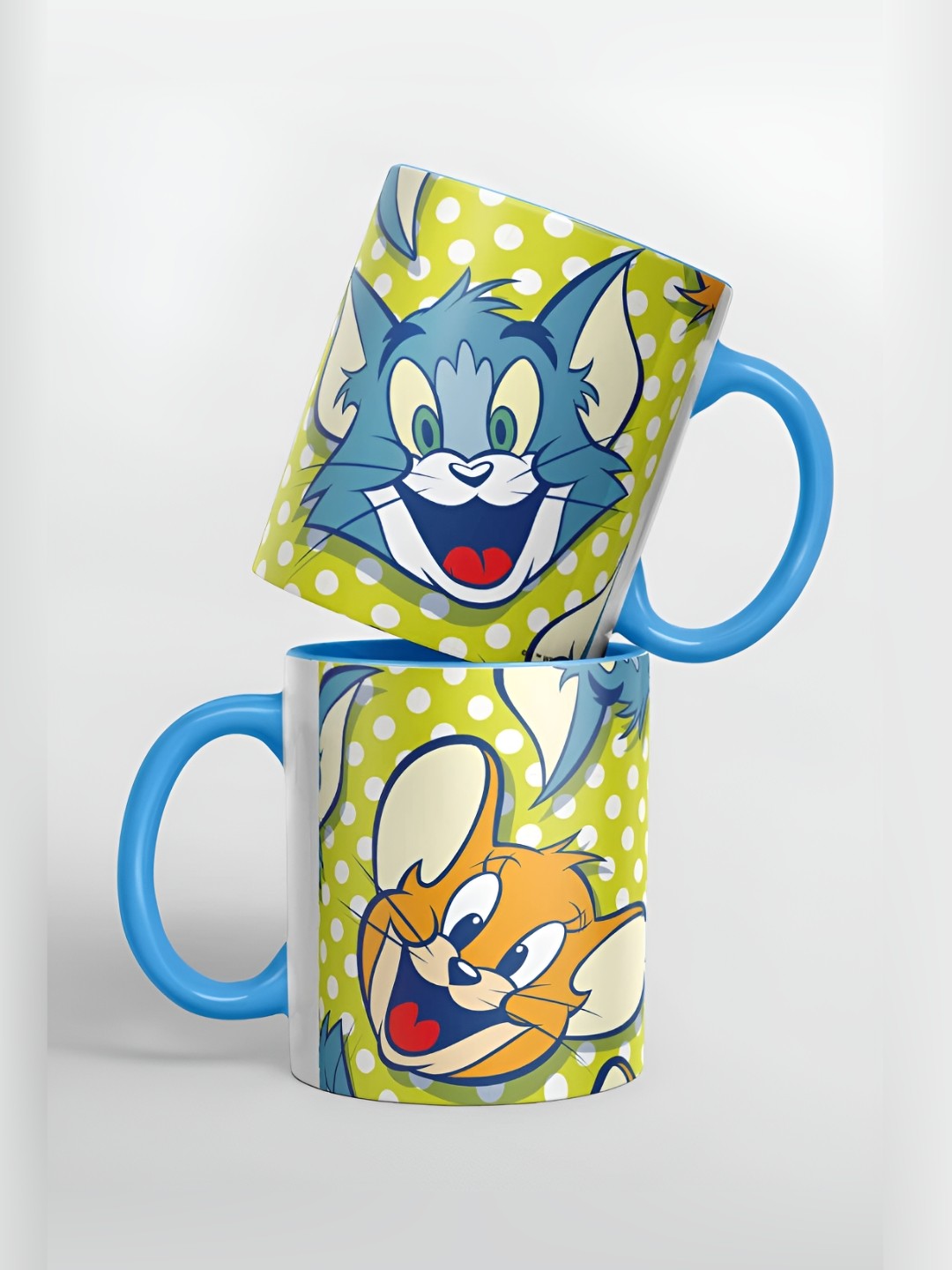 

macmerise Green & Blue Printed Ceramic Glossy Mugs 325 ml