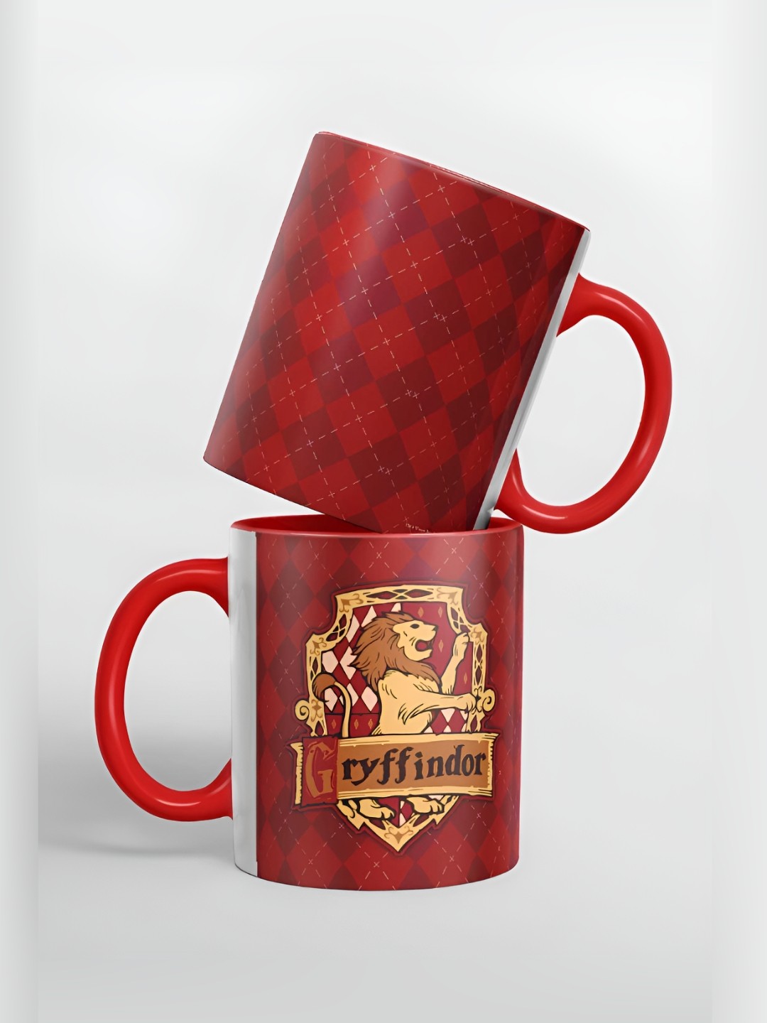 

macmerise Red & White Graphic Printed Ceramic Glossy Mug 325 ml