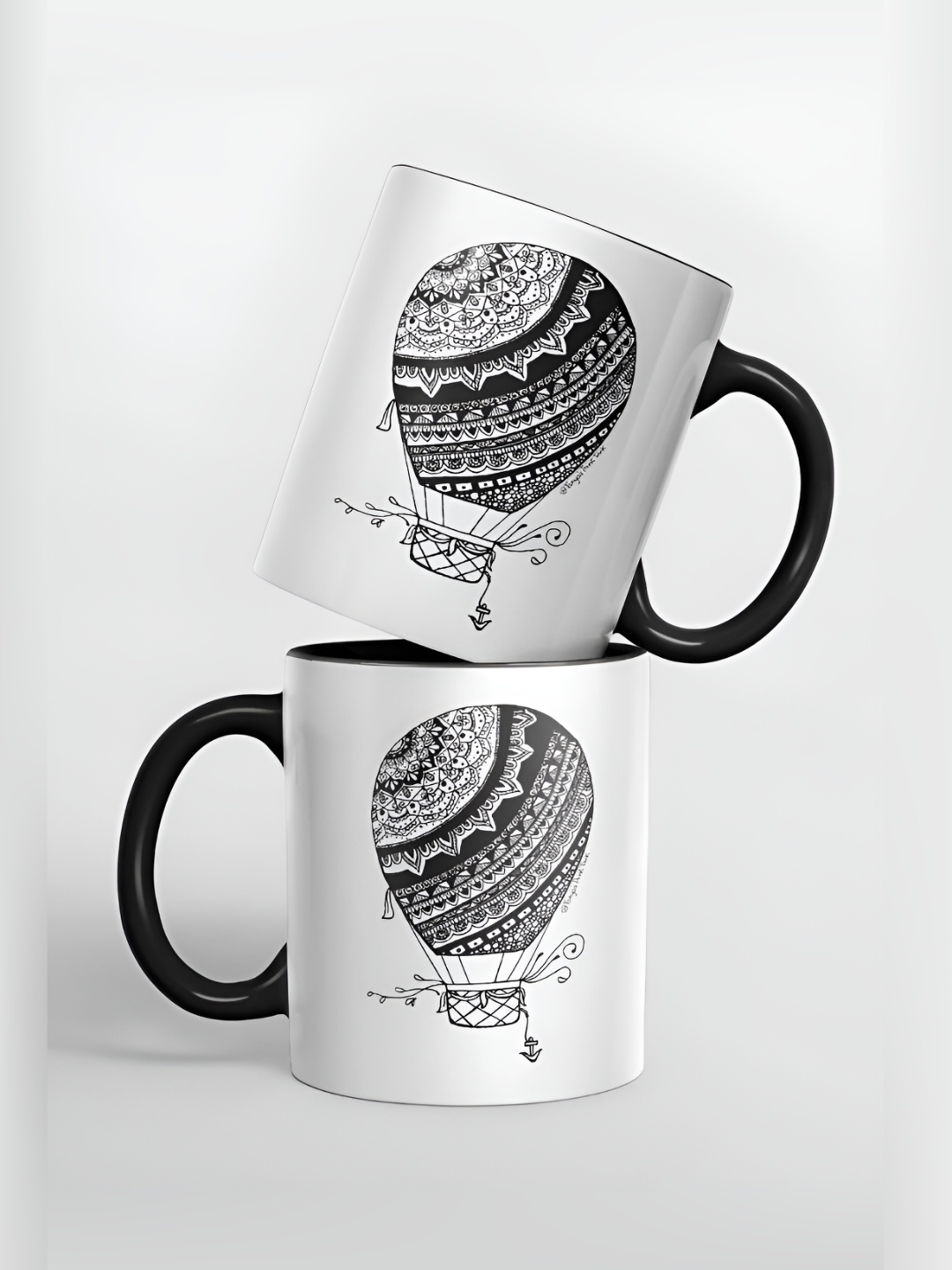 

macmerise White & Black Printed Ceramic Glossy Mug 325 ml