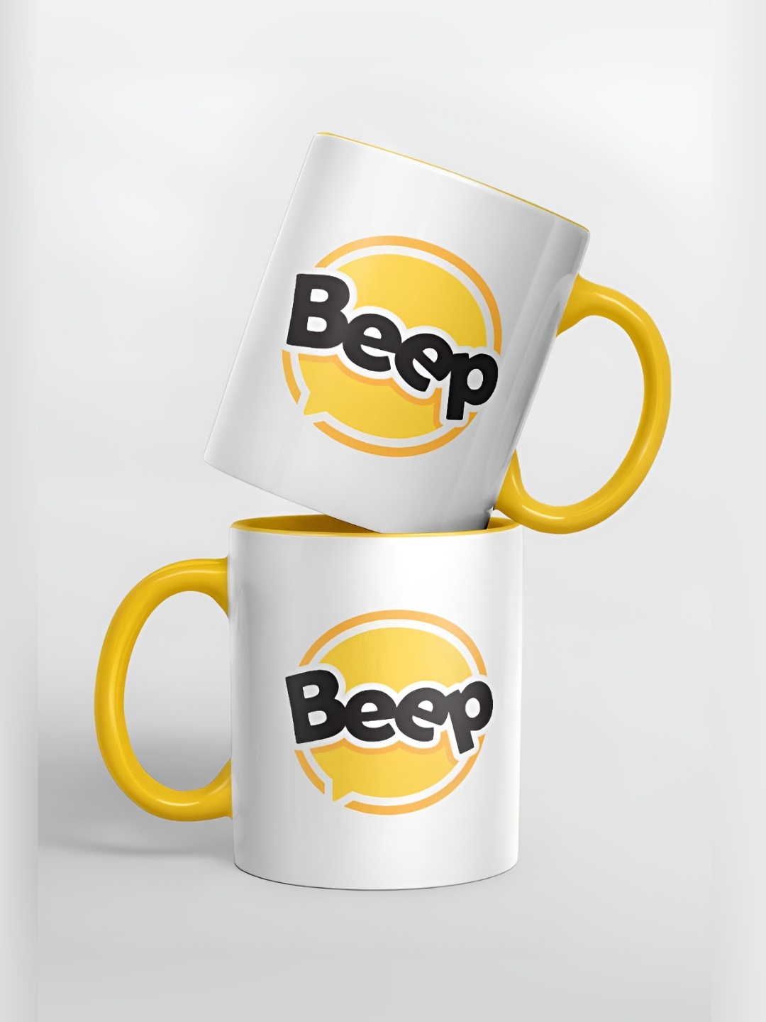 

macmerise White & Yellow Typography Printed Ceramic Glossy Mug 325 ml
