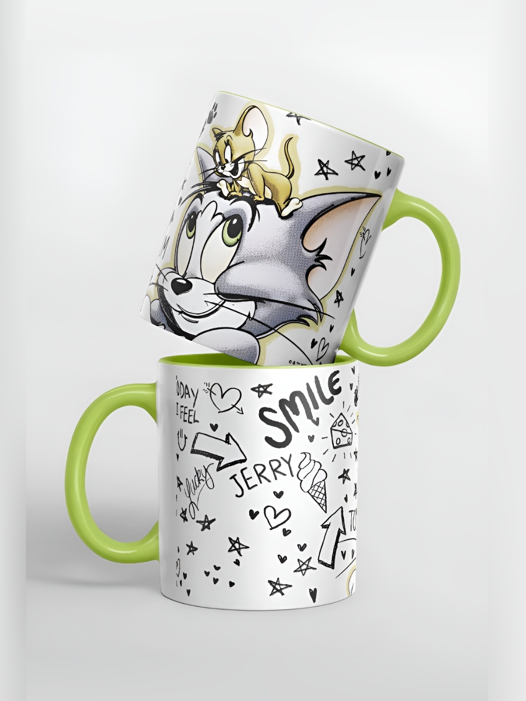 

macmerise White & Black Tom & Jerry Printed Ceramic Glossy Mug 325 ml