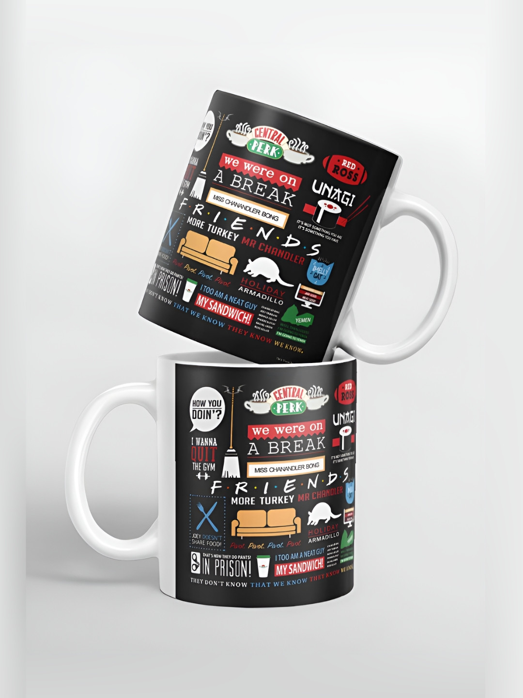 

macmerise Black & White Text Printed Ceramic Easy to Clean Glossy Mugs 325 ml