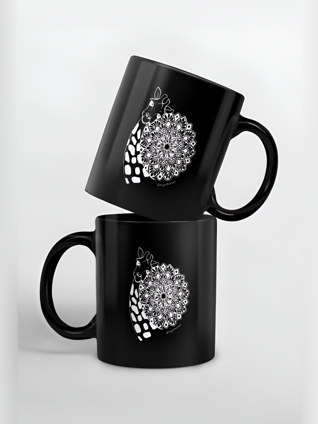 

macmerise Black & White Printed Glossy Dishwasher Safe Mugs 325 ml
