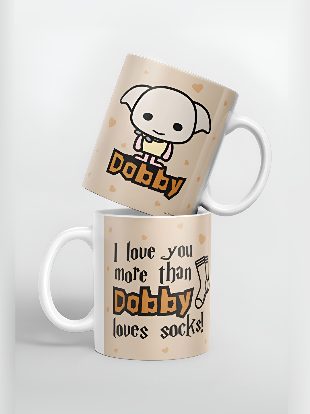 

macmerise Beige & Black Text or Slogans Printed Ceramic Glossy Mugs 325 ml