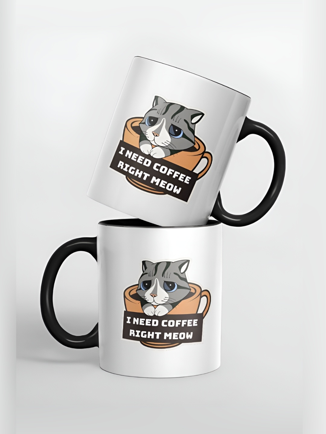 

macmerise White & Black Printed Ceramic Glossy Mug 325 ml