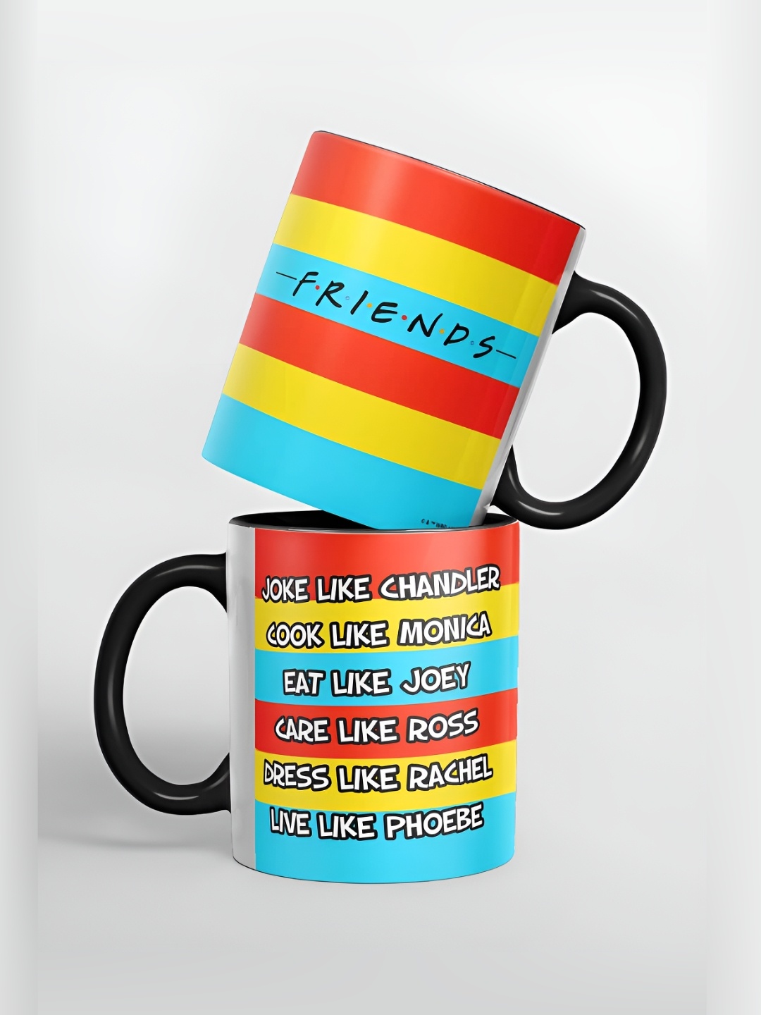 

macmerise Yellow & Blue Text Printed Ceramic Glossy Mug 325 ml