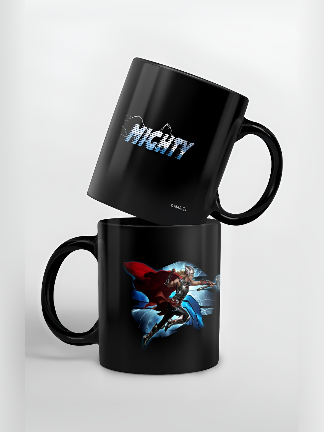 

macmerise Black & Blue Typography Printed Ceramic Glossy Mug 325 ml