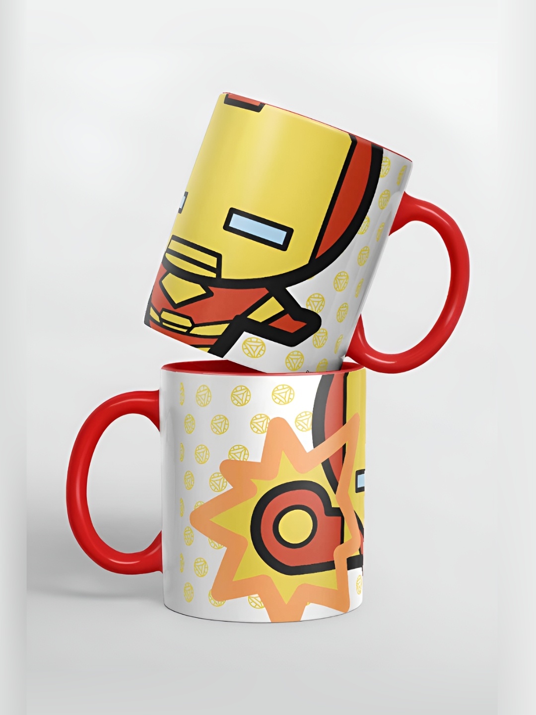 

macmerise Yellow & Red Printed Ceramic Glossy Mugs 325 ml
