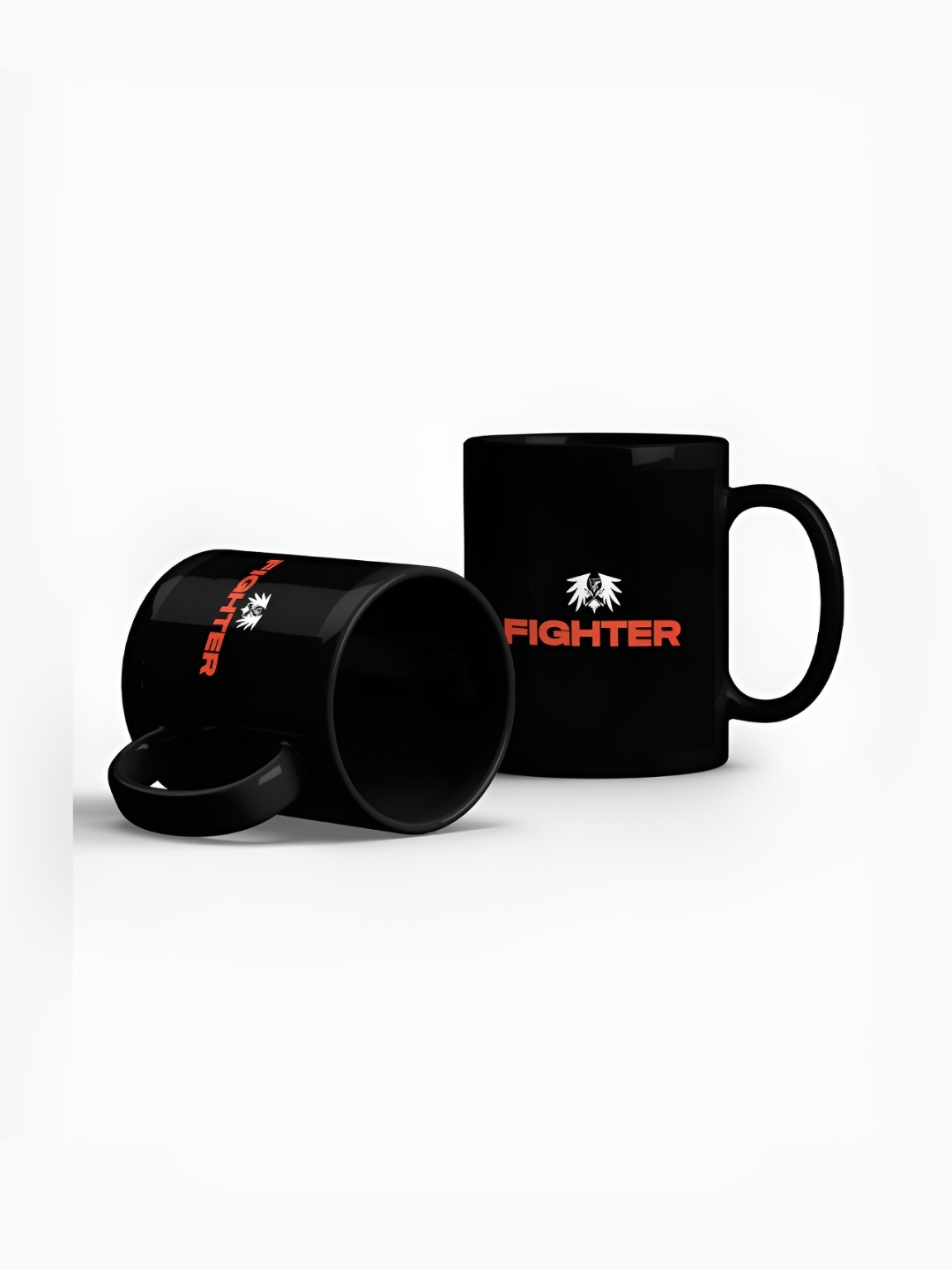 

macmerise Black & Orange Printed Ceramic Easy to Clean Glossy Mugs 325 ml