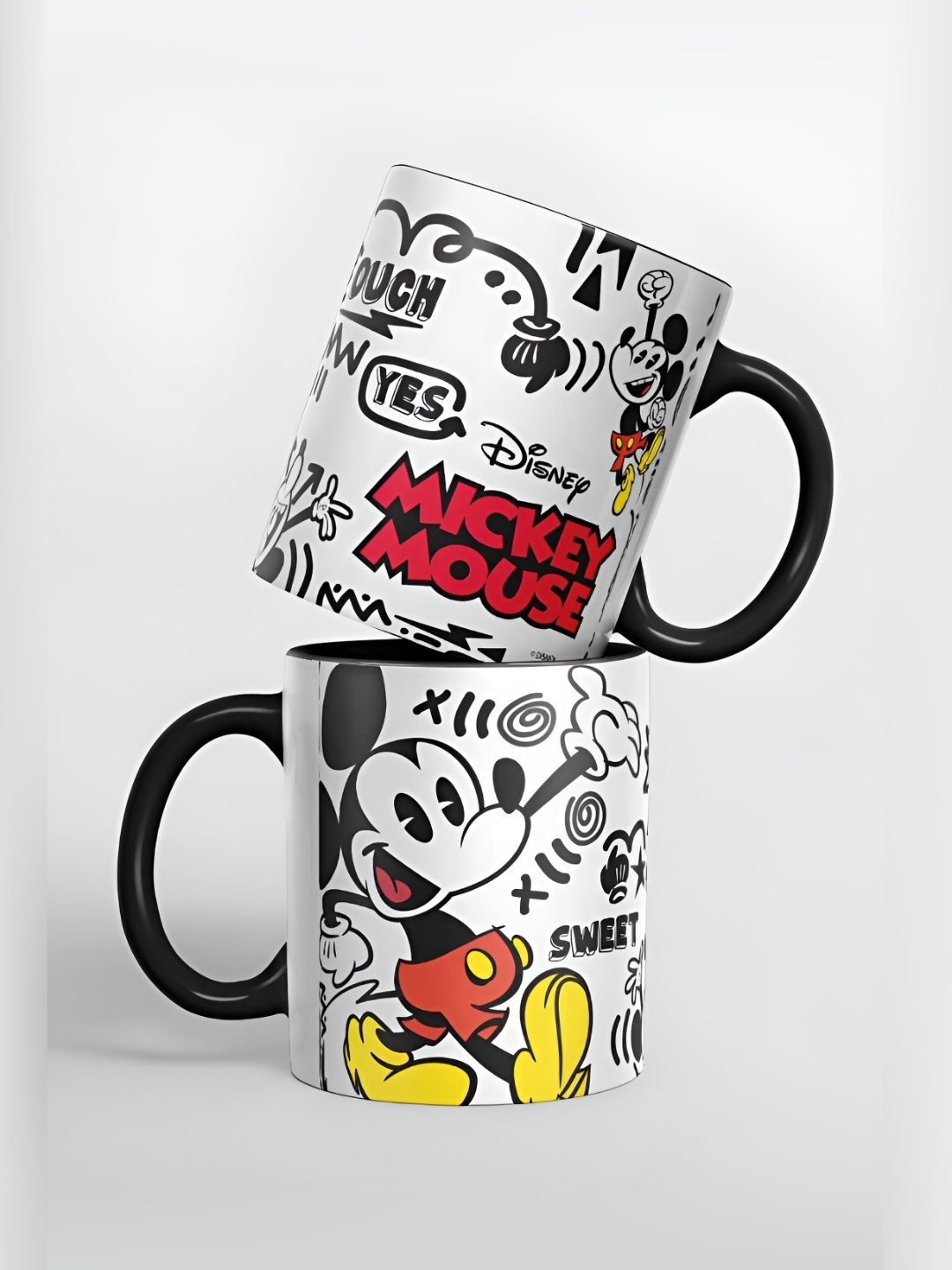 

macmerise White & Black Printed Ceramic Glossy Mug 325 ml