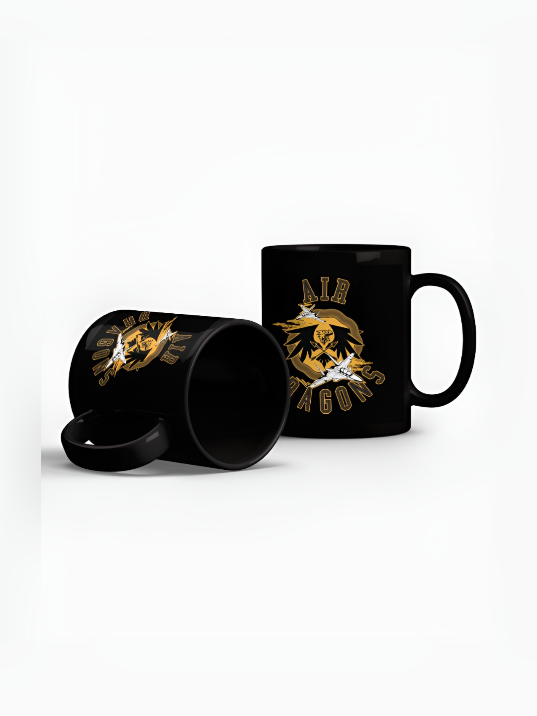 

macmerise Black & Yellow Printed Ceramic Glossy Mugs 325 ml