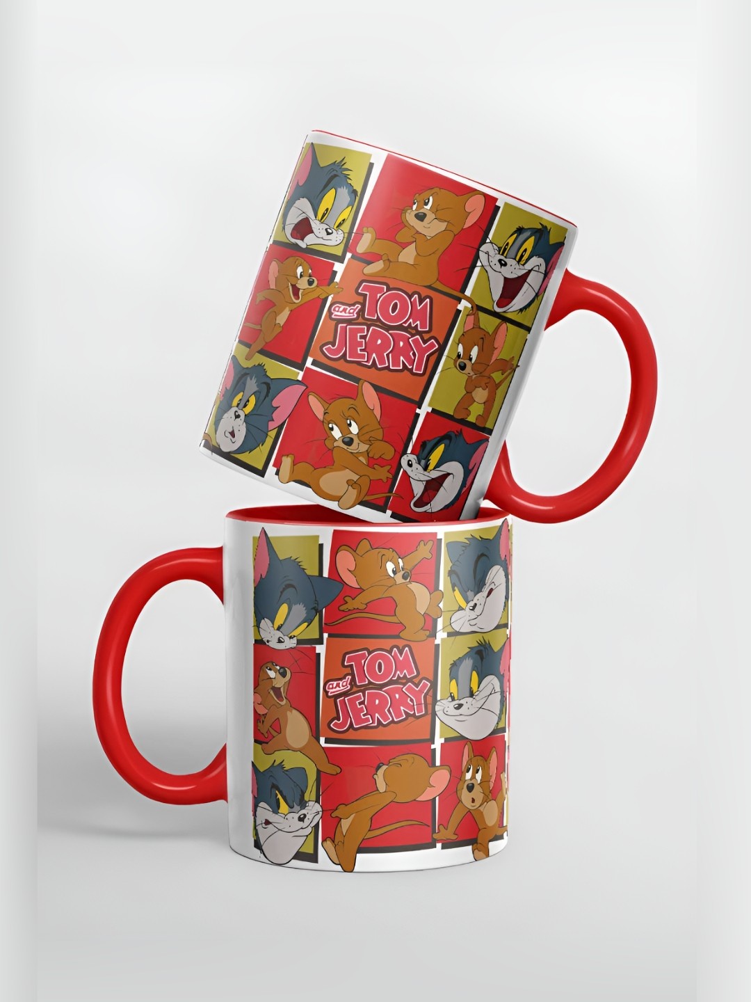 

macmerise Red & Green Printed Ceramic Glossy Mugs 325 ml