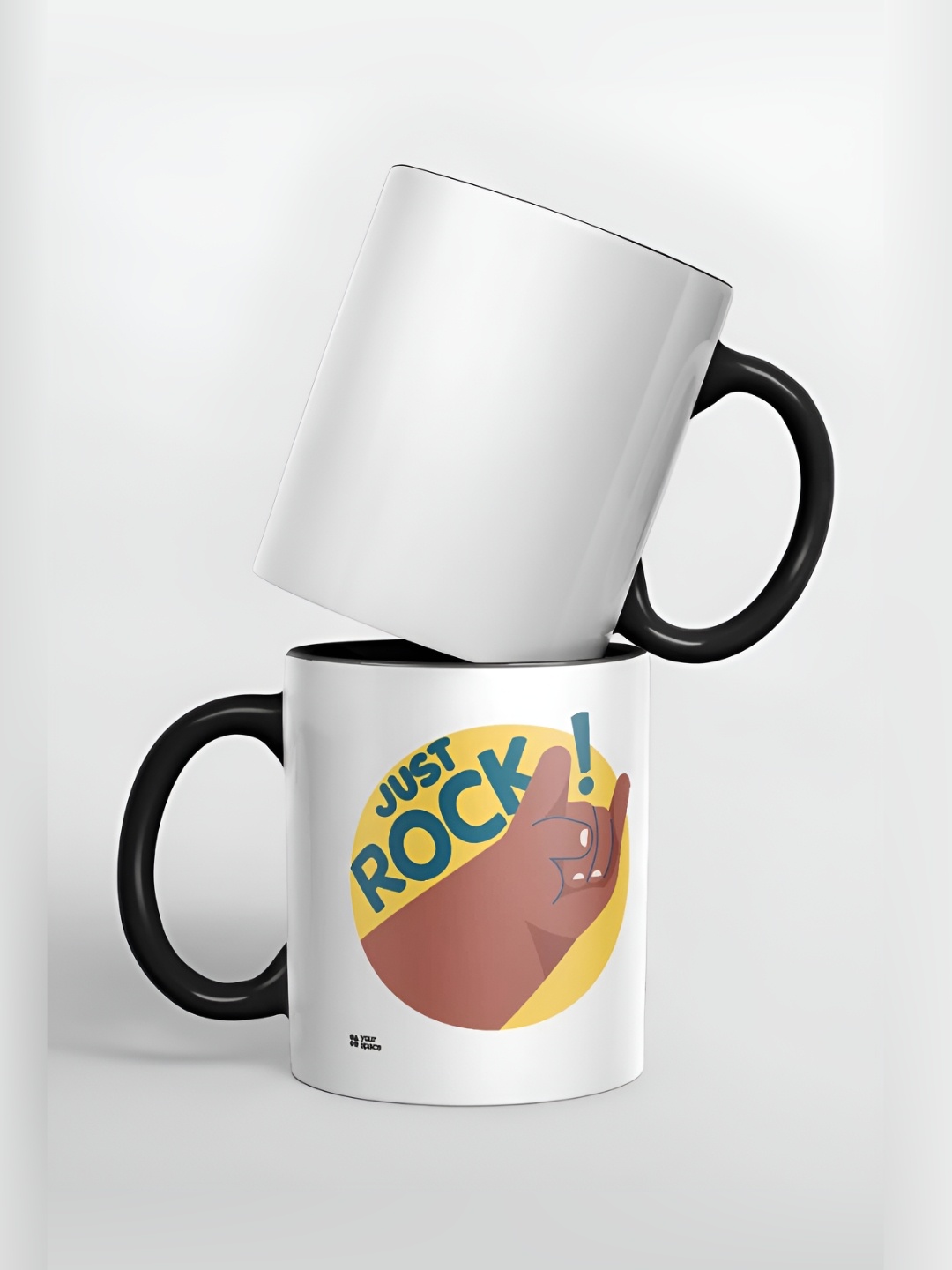 

macmerise White & Yellow Printed Ceramic Glossy Mug 325 ml