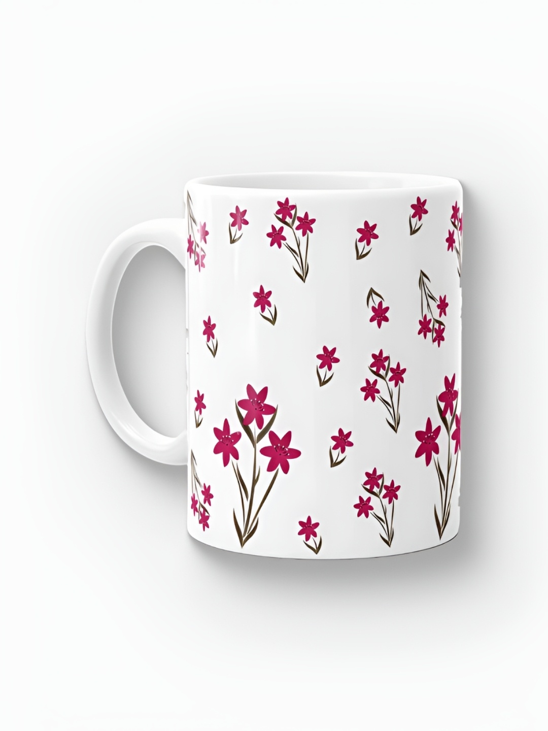 

macmerise White & Red Floral Printed Ceramic Glossy Mugs 325 ml