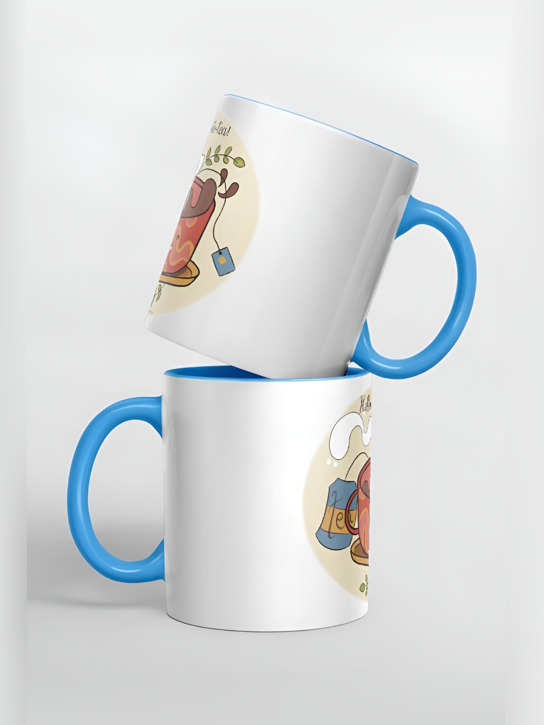 

macmerise White & Blue Printed Glossy Dishwasher Safe Mugs 325 ml