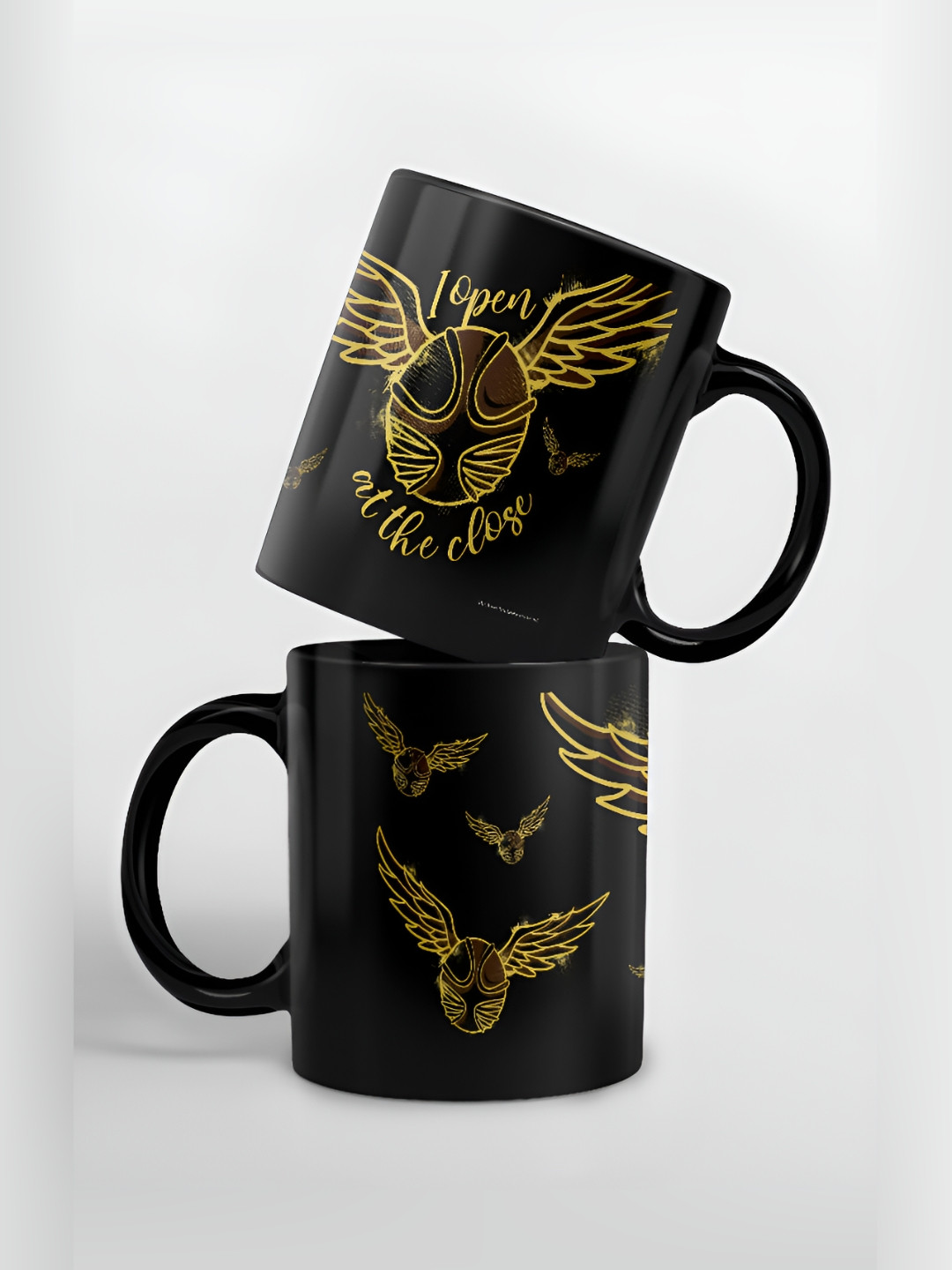 

macmerise Black & Yellow Graphic Printed Ceramic Glossy Mug 325 ml