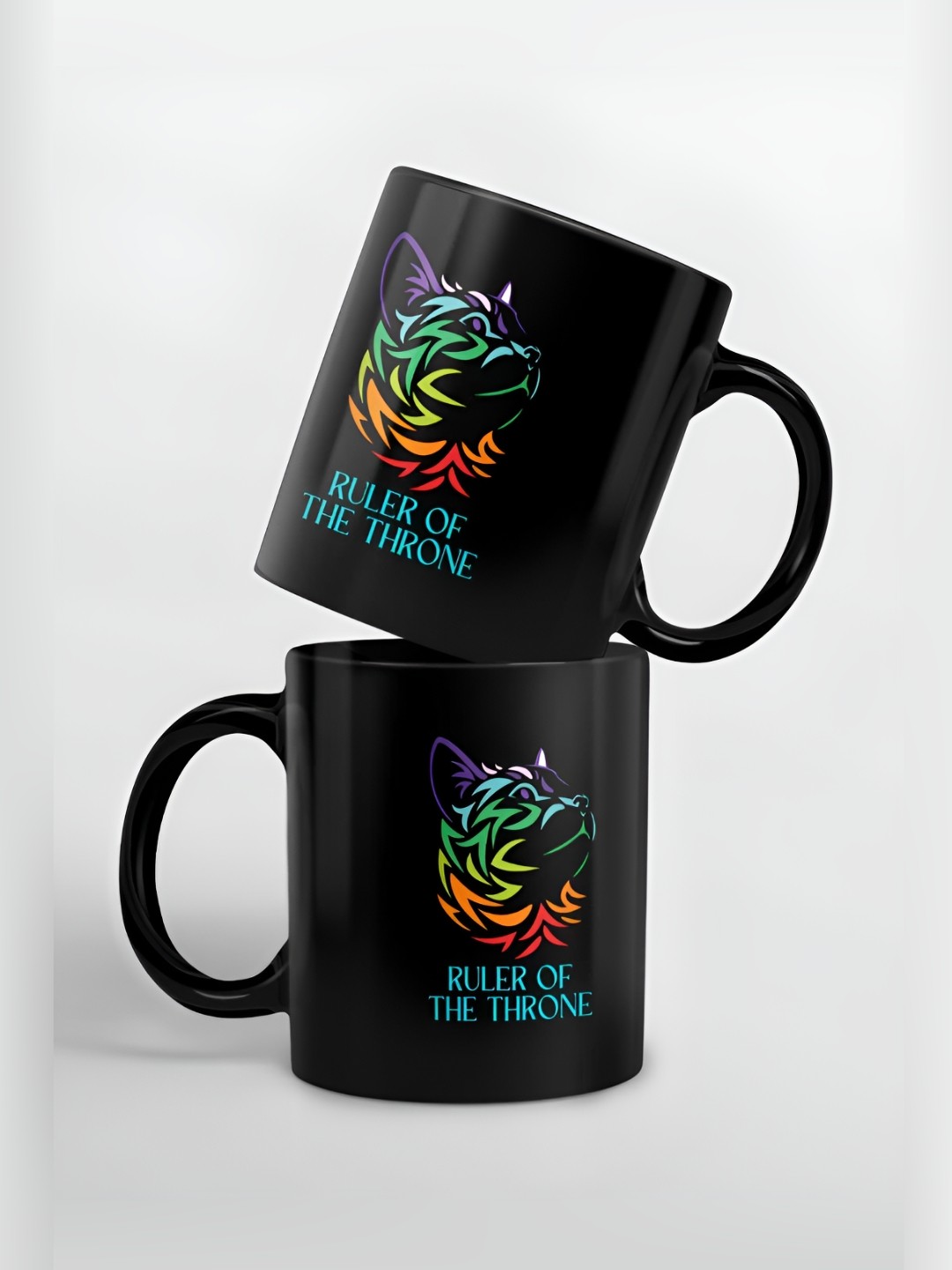 

macmerise Black & Green Printed Ceramic Glossy Mugs 325 ml
