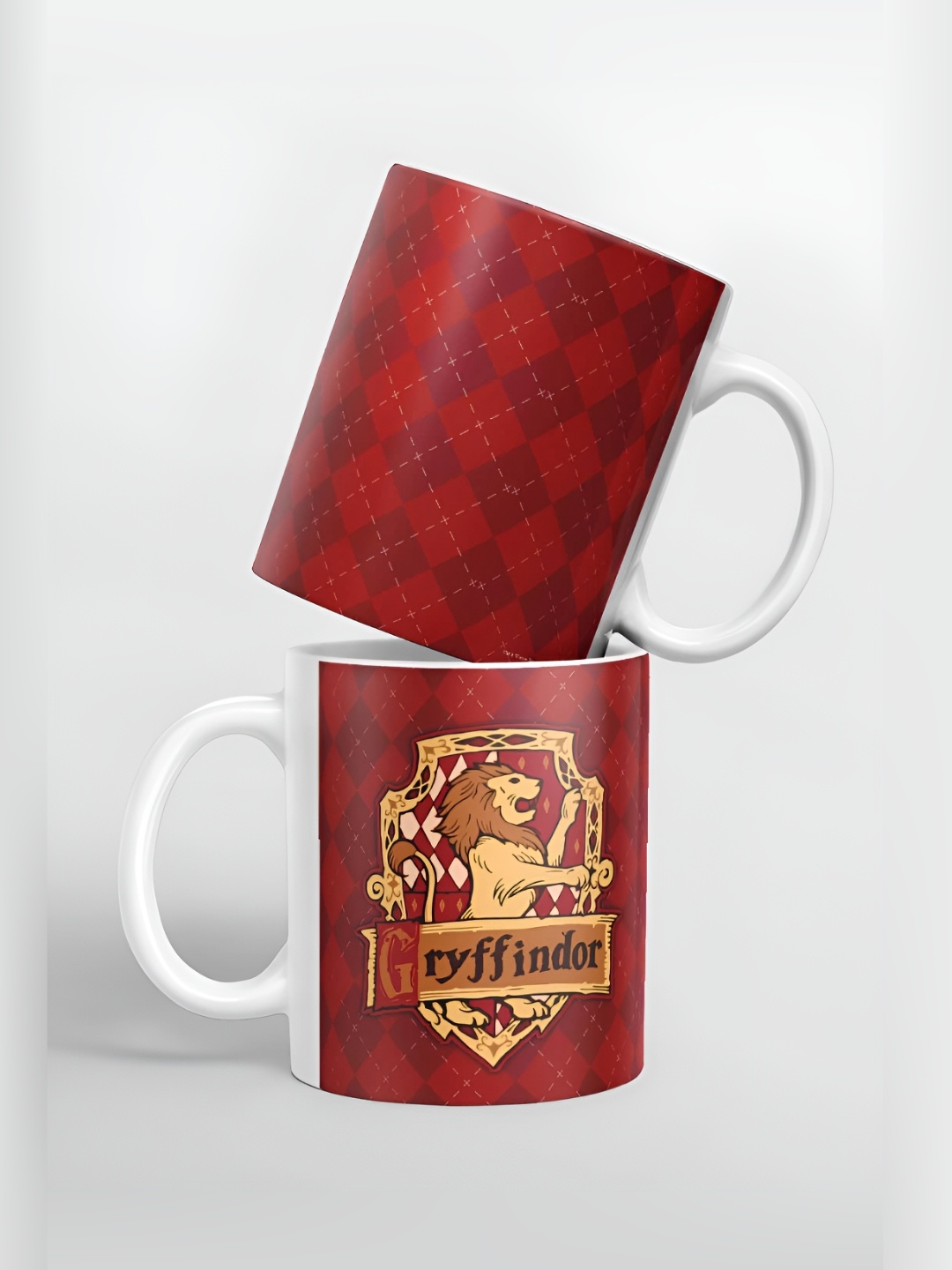 

macmerise Red & White Geometric Printed Ceramic Matte Mug 325 ml